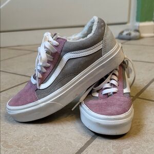 Vans Pink and Gray Sneakers with White Accents